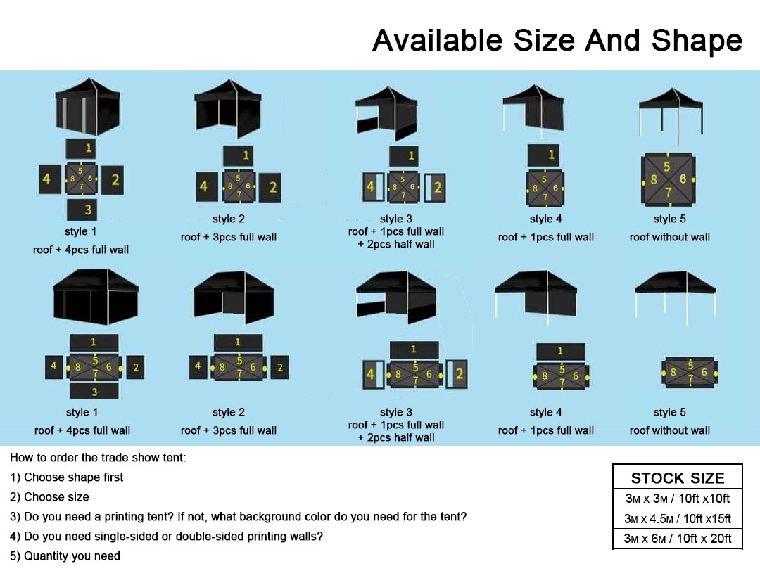 Branded Gazebos sizes and shapes