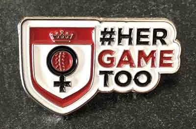 #hergametoo cricket pin badge