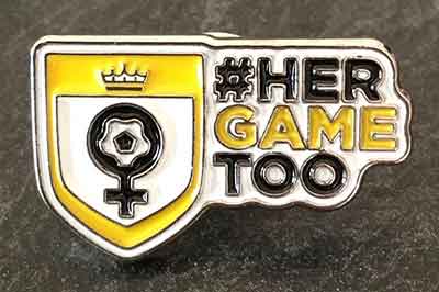#hergametoo football pin badge